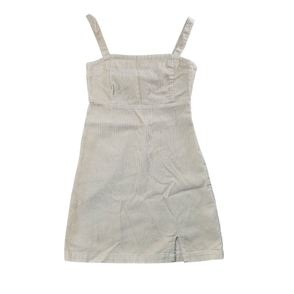 Khaki & Blue Cream Corduroy Mini Dress XS Square Neck A-Line Y2K Cottagecore - Picture 2 of 14